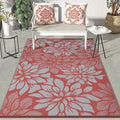 GENIMO Outdoor Rug, Waterproof Plastic Rugs for Patio, 8'x10' Red Grey | Outside Larger Leaf Carpet Mat for Porch Decor, Deck, Balcony, Camping, RV, Backyard, Picnic, Beach, Reversible, Foldable