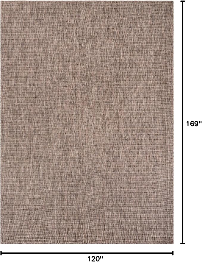 Unique Loom Outdoor Solid Collection Area Rug (10' x 14' 1" Rectangle Light Brown/Ivory)