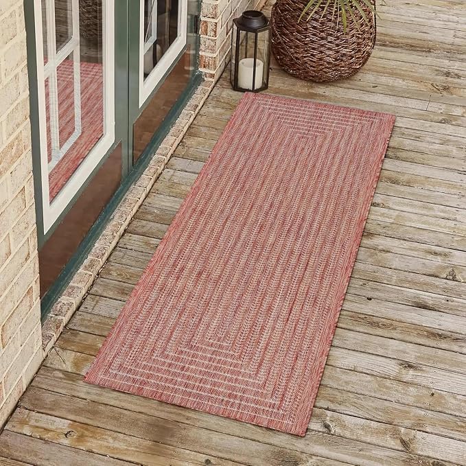 Adiva Rugs Outdoor Indoor Area Rug, Weather Resistant, Easy to Clean, Stain Resistant Floor Mat for Dining Room, Backyard, Deck, Patio (Copper Weiss, 2' x 3')