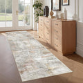 Washable Runner Rugs for Bedroom - 2x6 Runner Rug Non Slip, Ultra-Thin Entryway Runner, Soft Abstract Kitchen Runner for Hallway, Laundry, Bathroom, Indoor Door Mat(2'x6', Grey/Rust)