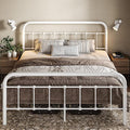Allewie Full Metal Bed Frame with Victorian Iron-Art Headboard, White | Victorian Style Wrought Iron-Art Headboard/Footboard, Easy Assembly, Under Bed Storage, No Box Spring Required