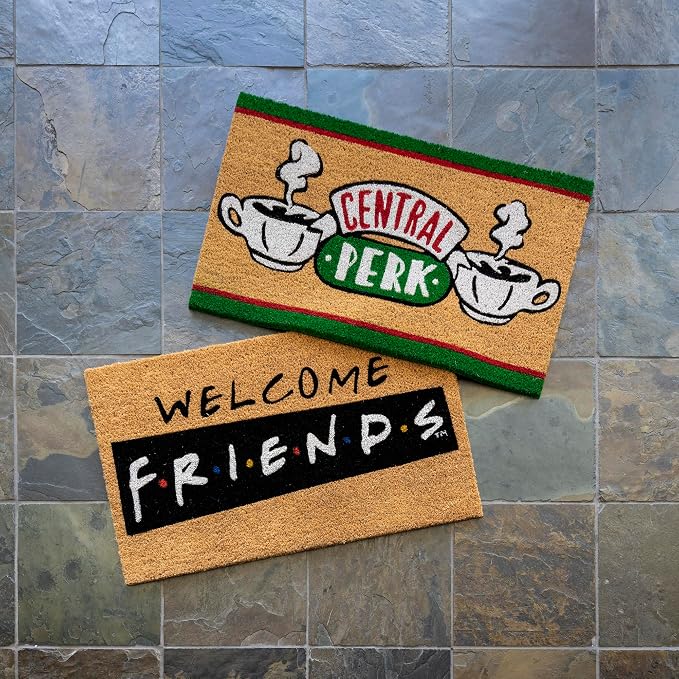 Gertmenian Friends Coir Doormat - 2x3 Welcome Mat (2-Pack), Ideal for High Traffic Areas in Front Door, Garage, Entryway - Paramount Central Perk/Welcome, 80028