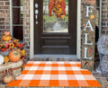 Fall Door Mat Outdoor 24''x35''Orange and White Outdoor Porch Rug Cotton Woven Washable Layered Doormat for Halloween Door Mat,Kitchen,Farmhouse,Entryway