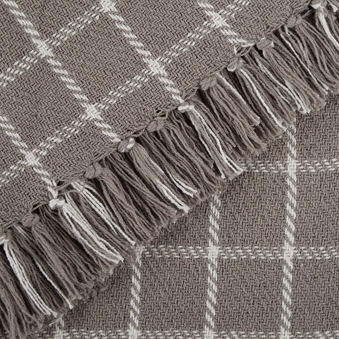 DII Transitional Checked Plaid Woven Throw, 50x60, Gray