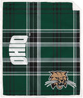 NCAA Ohio Bobcats Playmaker Plaid Ultra Cozy Sherpa Throw