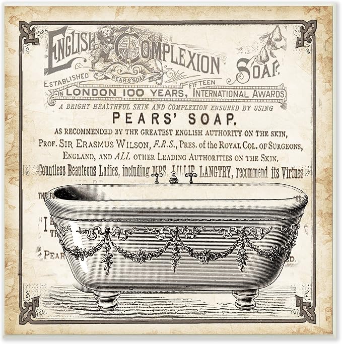 Stupell Home Décor Old English Tub Pears' Soap Wall Plaque Art, 12 x 0.5 x 12, Proudly Made in USA