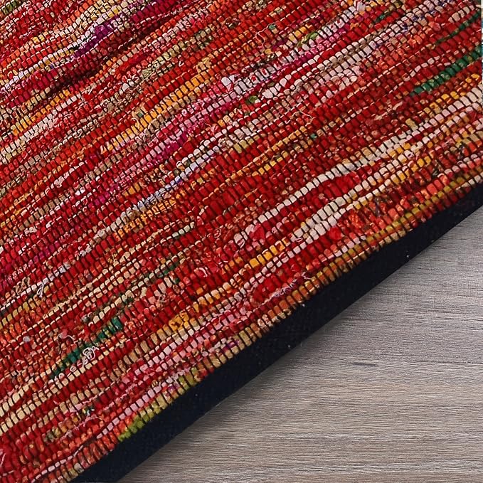 Ramanta Home Cotton Chindi Runner Rug - 2x6 ft Multi Color, Farmhouse Boho Runners for Living Room, Bedroom, Hallways, Patio, Kitchen | Soft Bohemian Floor Carpet for Home Decor - 24x36 Inches