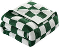 Elegant Comfort Checkered Throw Blanket, Hunter Green Super Soft Cozy Fluffy Warm Throw Blankets for Couch, Sofa, Chair, Bed, Camping, Picnic, Travel Lightweight Bed Blanket (50" x 70")