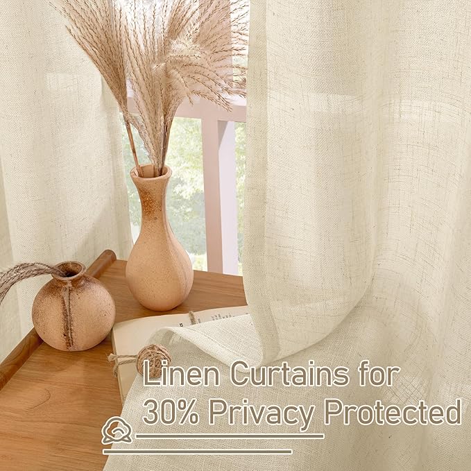 LAMIT Linen Sheer Curtains 96 Inches Long 2 Panels Set, Light Filtering - Image 6