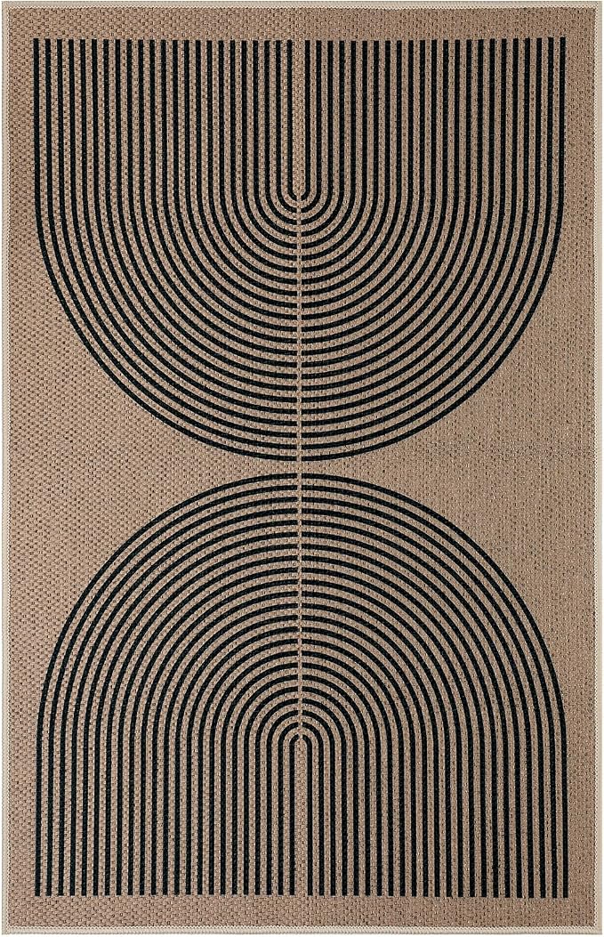 EDIMENS 3x5 Outdoor Rugs Easy Jute Porch Patio Rug Front Door Mat Entryway | Washable Non-Slip Geometric Rugs for Entryway Indoor Outdoor Farmhouse Rug Modern Carpet Area Rug for Living Room Kitchen