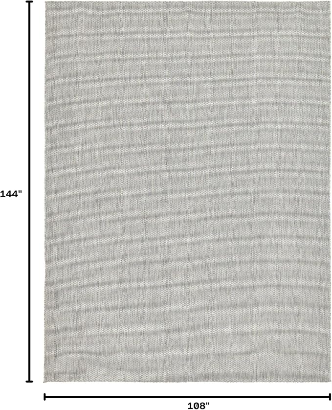 Unique Loom Collection Casual Transitional Solid Heathered Indoor/Outdoor Flatweave Area Rug (9' x 12' Rectangle, Light Gray/Ivory)