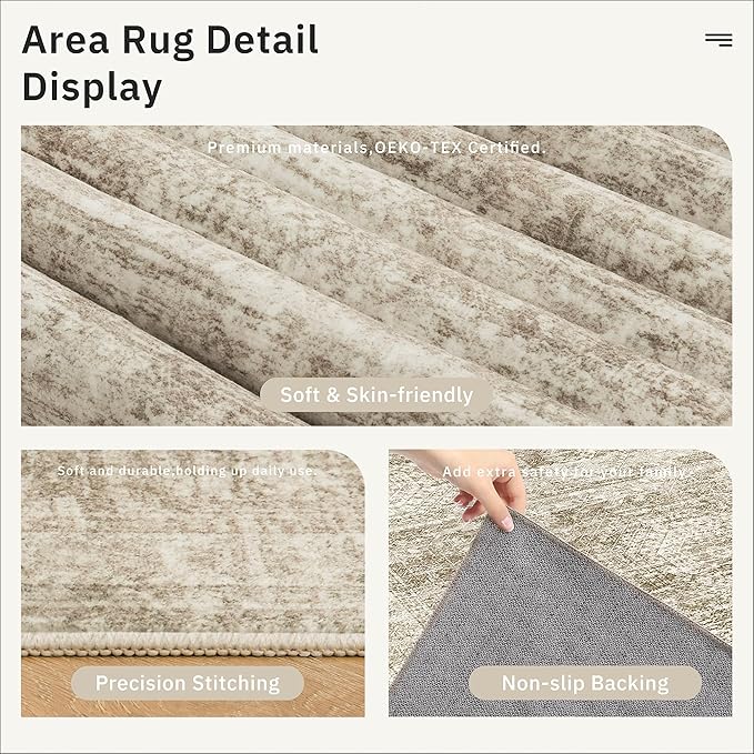 Runner Rug 2'6" x 14' Washable Non-Slip Runner Rugs for Kitchen Bathroom Laundry Room Vintage Ultra Thin Runners for Hallway Entryway Brown