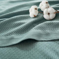 Madison Park 100% Egyptian Cotton Summer Blanket Full Queen Size Teal | Cozy Soft Breathable Durable, Waffle Weave Woven Casual, Lightweight Knit All Season Throw for Bed Couch or Sofa, OEKO TEX
