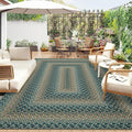 GarveeHome 8x10 Washable Living Room Area Rug Non Slip Braided Rugs | Low Pile Stain Resistant Dining Room Throw Carpet Indoor Outdoor Modern Bordered Area Rugs for Home Decor, Slates