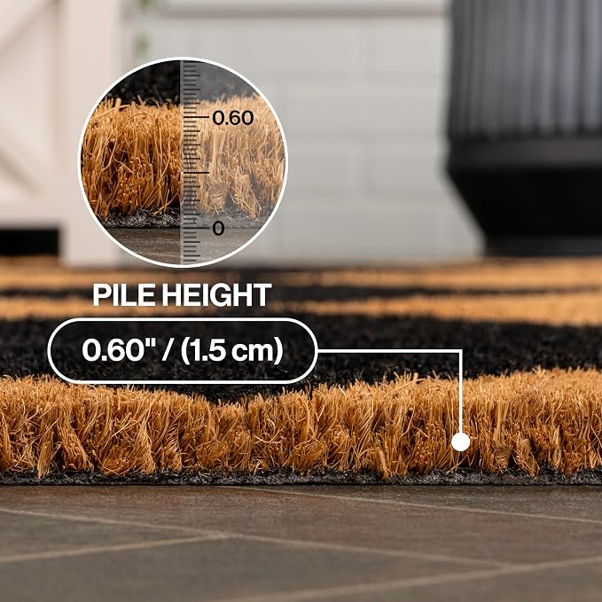 JONATHAN Y Diamond Pattern Coir Indoor Outdoor Doormat 3X5 Natural/Black, Paige Modern Classic for Living Room, Bedroom, Kitchen, Easy-Cleaning, High Traffic, Pet-Friendly, Non-Shedding NRF111A-3