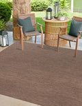 Unique Loom Collection Casual Transitional Solid Heathered Indoor/Outdoor Flatweave Area Rug (13' Square, Light Brown/Ivory)
