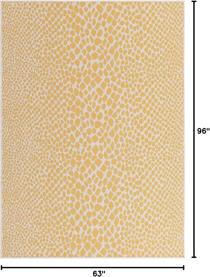 Unique Loom Outdoor Collection Area Rug - Cape Town (5' 3" x 8' Rectangle, Yellow Ivory/ Ivory)