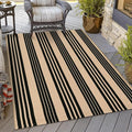 OJIA Outdoor Area Rugs 4'x6', Black and Tan Outdoor Patio Rug Porch Decor | Machine Washable Patio Rug Cotton Woven Entryway Rug Indoor Outdoor Rugs for Bedroom/Porch/Deck/Backyard/Camping/Living Room