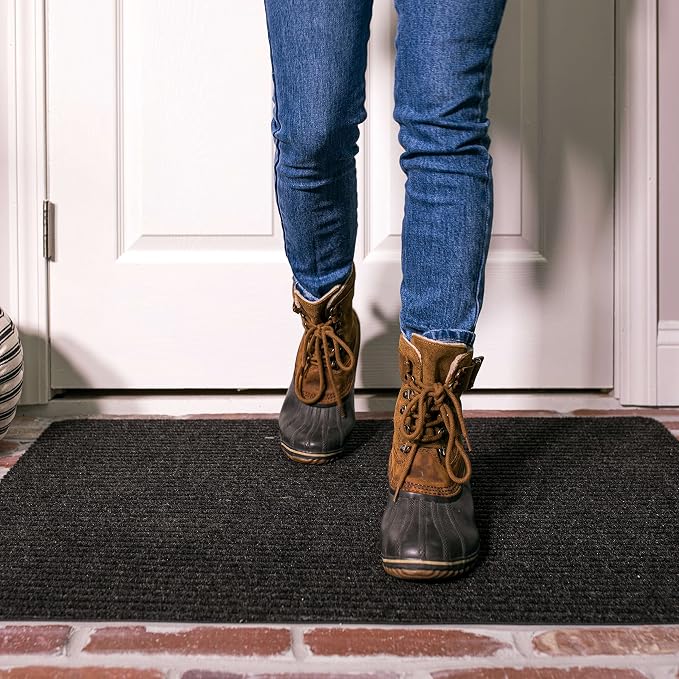 Mohawk Home Utility Floor Mat Solid Charcoal Grey (1'6" x 2'6") Perfect for Garage, Entryway, Porch, and Laundry Room