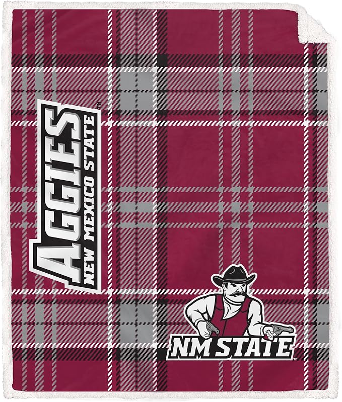 NCAA New Mexico State Aggies Playmaker Plaid Ultra Cozy Sherpa Throw