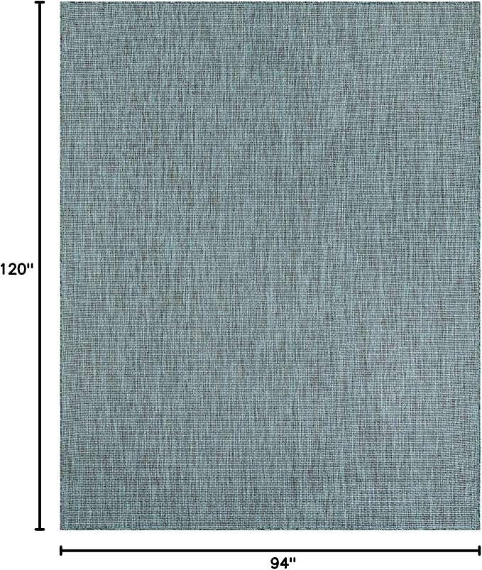 Unique Loom Outdoor Solid Collection Area Rug (7' 10" x 10' Rectangle Teal/Navy Blue)