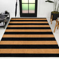 JONATHAN Y Striped Coir Indoor Outdoor Doormat 5X8 Natural/Black, Sutton Modern Coastal for Living Room, Bedroom, Kitchen, Office, Easy-Cleaning, High Traffic, Pet-Friendly, Non-Shedding NRF105A-5