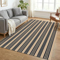 KOZYFLY 5x7 ft Area Rug Brown and Black Striped Living Room Rug Woven Washable Cotton Farmhouse Indoor Outdoor Rugs for Porch Patio Bedroom Dining Room Carpet