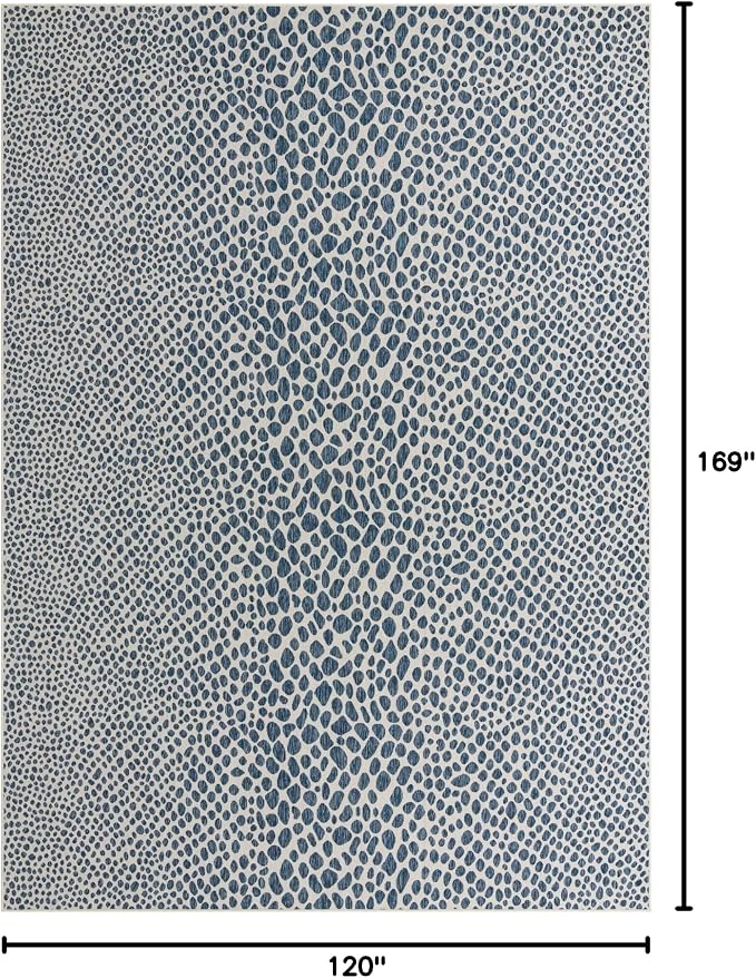 Unique Loom Outdoor Collection Area Rug - Cape Town (10' x 14' 1" Rectangle, Blue/ Olive)