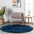 nuLOOM Loni Navy Solid Washable Area Rug, 4' Round