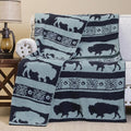 Carstens, Inc. Luxury Soft Stretchy Reversible Plush Throw Blanket, Large 50" x 60", Buffalo Blues