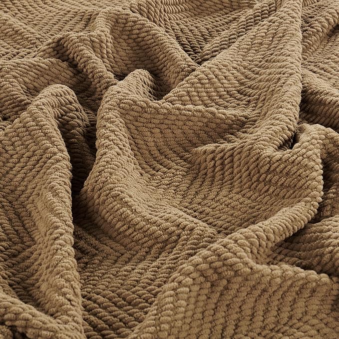 Home Soft Things Brown Throw Blanket Knitted Tweed Throw 50'' x 60'', Amphora, Super Soft Cozy Warm Comfortable Breathable Throw for Living Room Chair Couch Bed Sofa Bedroom Home Décor