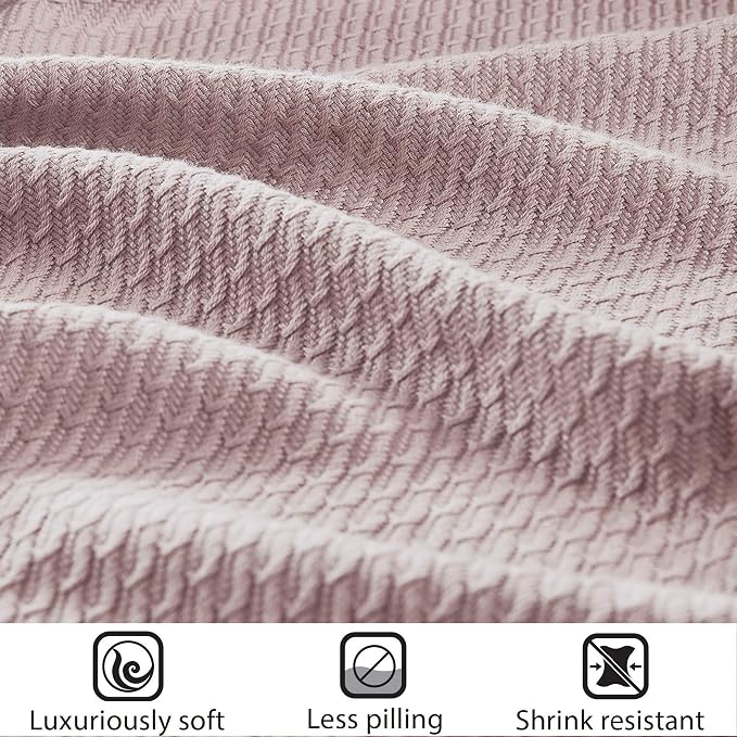 Madison Park 100% Egyptian Cotton Summer Blanket Full Queen Size Rose | Cozy Soft Breathable Durable, Waffle Weave Woven Casual, Lightweight Knit All Season Throw for Bed Couch or Sofa, OEKO TEX