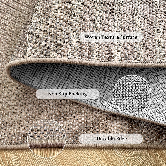 Non-Slip Jute Rug for Entryway: 2.5x8 Outdoor Mat - Beige Woven | Safe Walking for Family All Day and Help with Cutting Slip Falls by 70%