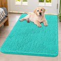 Smiry Dog Door Mat for Muddy Paws 40x32, Absorbent Dirt Trapper, Non-Slip Washable Chenille Entryway Rug for Inside Floor, Teal, Classic Solid