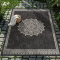 CAMILSON Outdoor Rug 5x7 Medallion Darkgray Modern Area Rugs for Indoor and Outdoor Patios Kitchen and Hallway Mats Washable Porch Deck Outside Carpet (Medallion Darkgray 5 x 7)