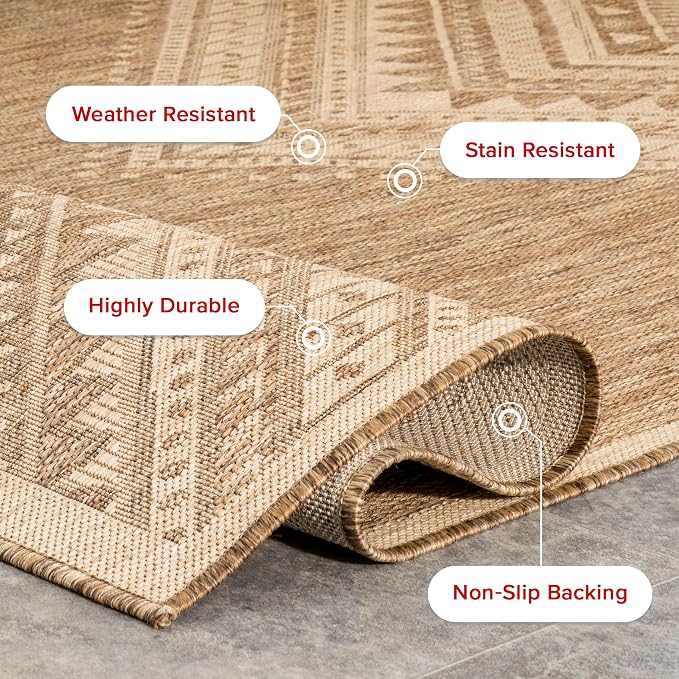 Nuloom Outdoor Performance Collection Landry Brown/Ivory, 2' x 3', Soft and Cozy, High Traffic, Stain Resistant, Easy Clean, Durable Area Rug for Indoor/Outdoor Patio, Deck, Porch, Garden, Courtyard