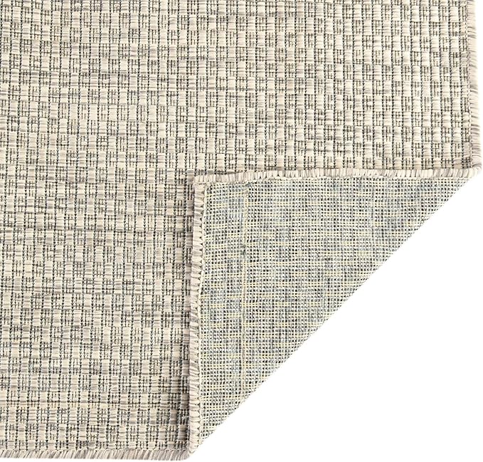 Unique Loom Collection Casual Transitional Solid Heathered Indoor/Outdoor Flatweave Area Rug (10' x 14' 1" Rectangle, Light Gray/Ivory)