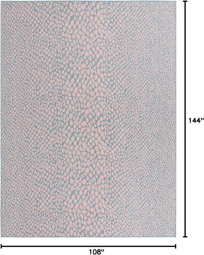 Unique Loom Jill Zarin Jill Zarin Outdoor Collection Area Rug - Cape Town (9' x 12' Rectangle, Pink and Aqua/Light Blue)