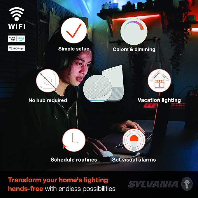 SYLVANIA Smart LED WiFi Full Color Light Strip, 6.5 ft, Dimmable, Compatible with Alexa and Google Home Only - 1 Pack (75704)