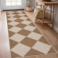 COZYLOOM Geometric Area Rug 2x8 Runner Rug for Hallway Non Slip Stain Resistant Rugs for Kitchen Modern Diamond Print Non Shedding Low Pile Door Mats for Bathroom Bedroom Entryway Laundry Room, Coffee