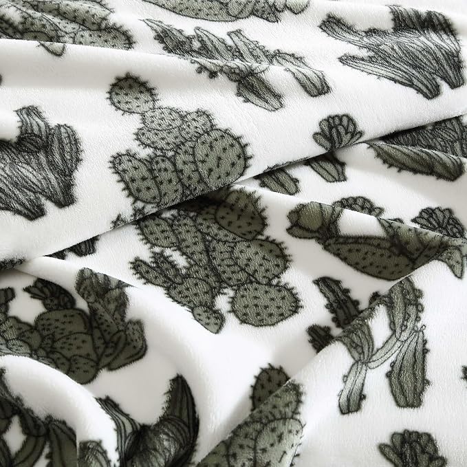 Wrangler - Blanket, Super Soft Plush Bedding, Yellowstone Inspired Throw Blanket for Couch or Bed (Cactus Garden Green, 50' x 70')