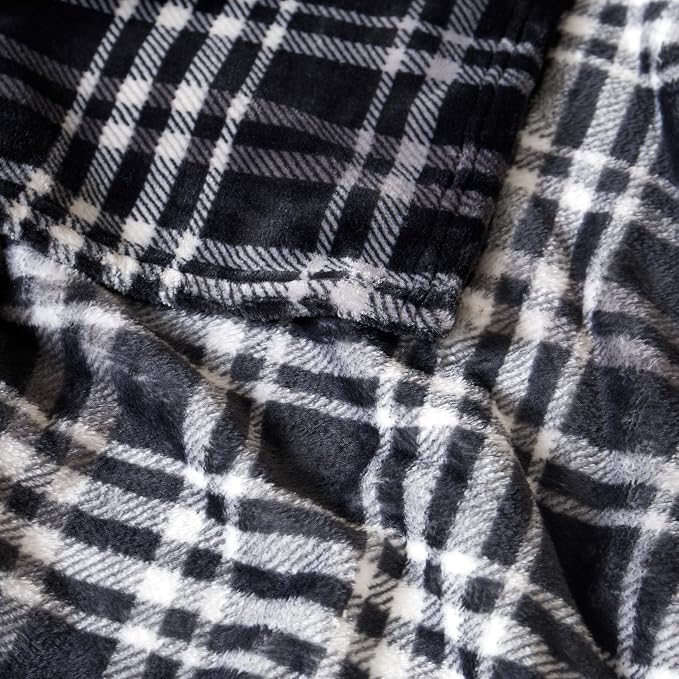 Lucky Brand Camper Plaid Black 50"x70" Cozy Plush Blanket - Premium Microfiber Throw for Luxurious Comfort and Style