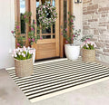 BUAGETUP Black and Beige Outdoor Rug 3'x 5',Striped Washable Porch Rug Cotton Woven Washable Rug Indoor/Outdoor Area Rug Floor Mat for Farmhouse Living Room Bedroom