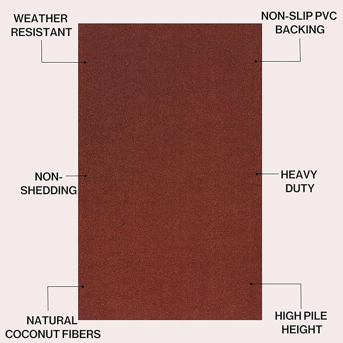 JONATHAN Y Peater Classic Casual Commercial Natural Coir Camel 5 ft. x 8 ft. Doormat for Entrance, Front Door, Entryway CHG100G-5