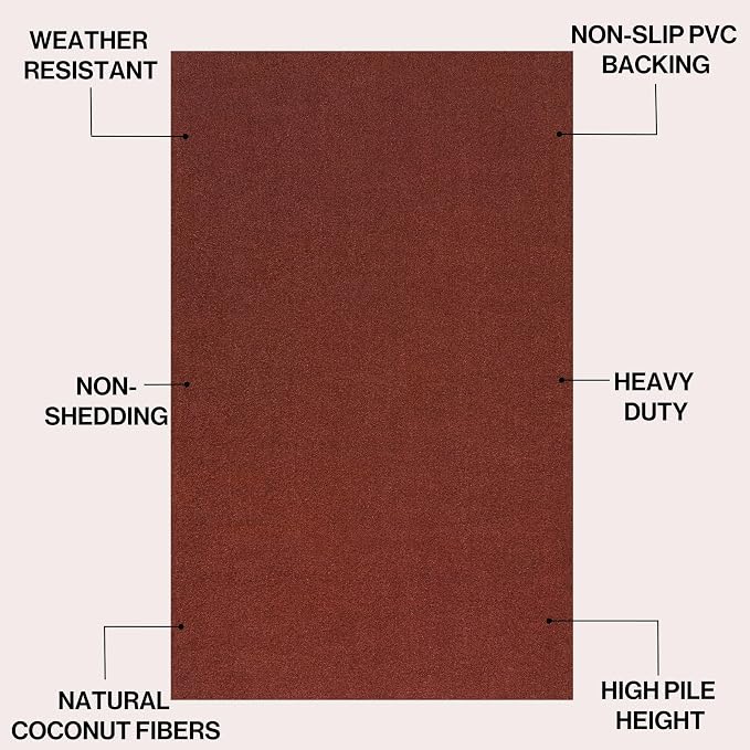 JONATHAN Y Peater Classic Casual Commercial Natural Coir Camel 3 ft. x 6 ft. Doormat for Entrance, Front Door, Entryway CHG100G-36