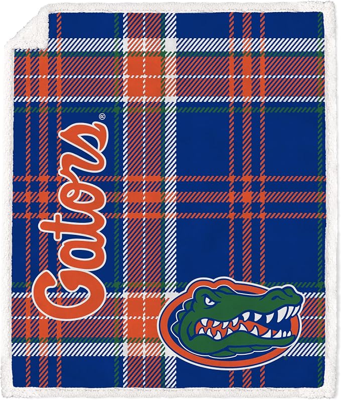NCAA Florida Gators Playmaker Plaid Ultra Cozy Sherpa Throw