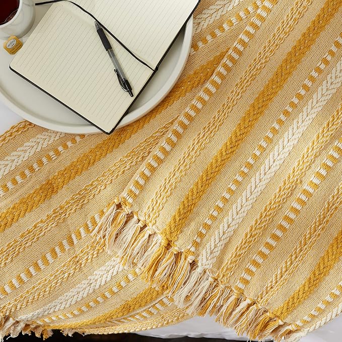 DII Braided Striped Throw, 50x60, Honey Gold