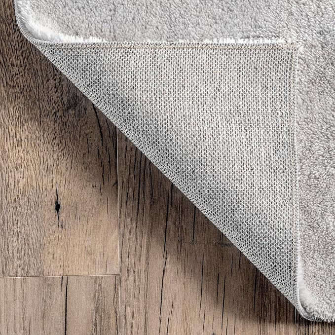nuLOOM Loni Light Grey Solid Washable Runner Rug, 2' x 8'