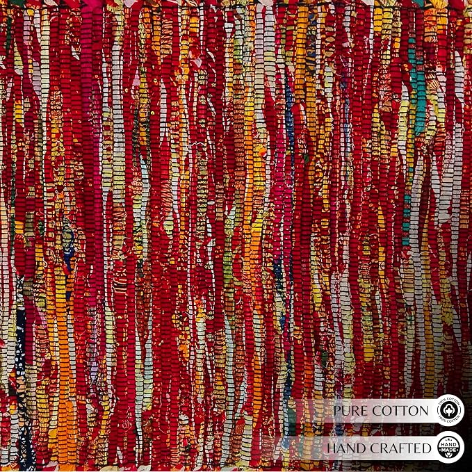 Ramanta Home Cotton Chindi Runner Rug - 2x6 ft Multi Color, Farmhouse Boho Runners for Living Room, Bedroom, Hallways, Patio, Kitchen | Soft Bohemian Floor Carpet for Home Decor - 24x36 Inches