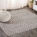 JONATHAN Y Moroccan Geometric Indoor Outdoor Square Area Rug 3X3 Natural/Black, Ourika Textured Weave for Backyard, Patio, Porch, Easy-Cleaning, High Traffic Pet-Friendly, Non-Shedding SMB108D-3SQ